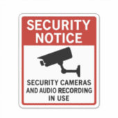 Sticker Panneau d'avis de sécurité – Caméras de surveillan (Devant)