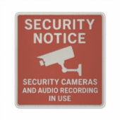 Sticker Panneau d'avis de sécurité rouge – Caméras de surv (Devant)
