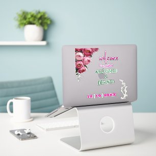 Sticker Panneau de bienvenue de mariage floral rose élégan