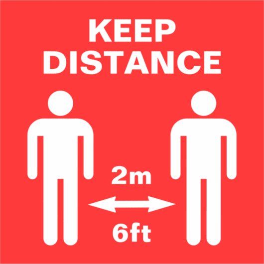 Sticker Panneau de Distances Sociales Coronavirus (Devant)