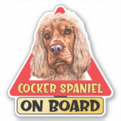 Sticker Panneau de signalisation rouge Cocker Spaniel à bo (Devant)