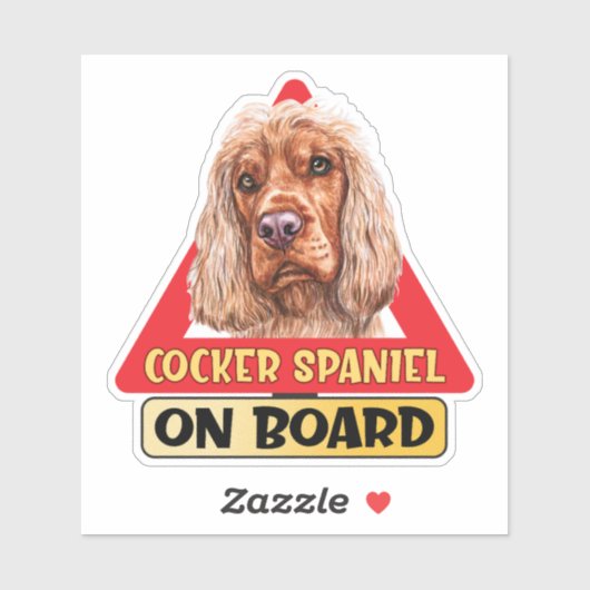 Sticker Panneau de signalisation rouge Cocker Spaniel à bo (Feuille)