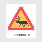 Sticker Panneau de signalisation suédois Caution Reindeer (Feuille)