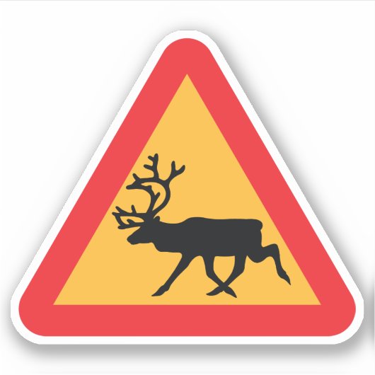 Sticker Panneau de signalisation suédois Caution Reindeer (Devant)