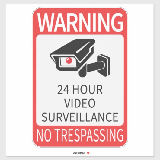 Sticker Panneau de surveillance vidéo 24 heures (Feuille)