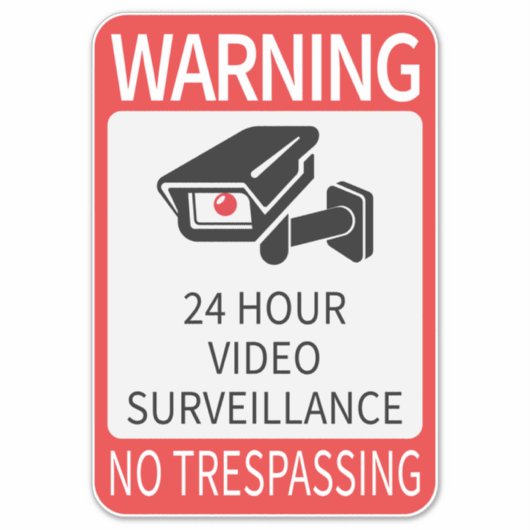 Sticker Panneau de surveillance vidéo 24 heures (Devant)