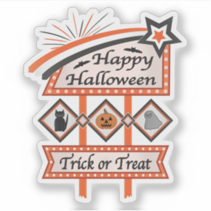 Sticker Panneau d'Halloween Vintage rétros - Tricoter ou t