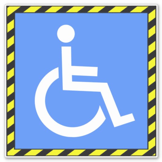 Sticker Panneau en fauteuil roulant - Handicap bleu (Devant)