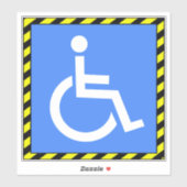 Sticker Panneau en fauteuil roulant - Handicap bleu (Feuille)