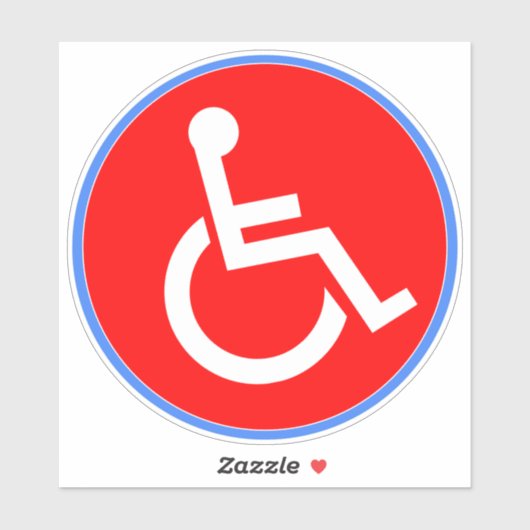 Sticker Panneau en fauteuil roulant pour Handicap - Rouge (Feuille)