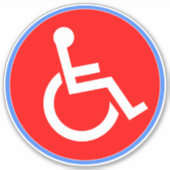 Sticker Panneau en fauteuil roulant pour Handicap - Rouge  (Devant)