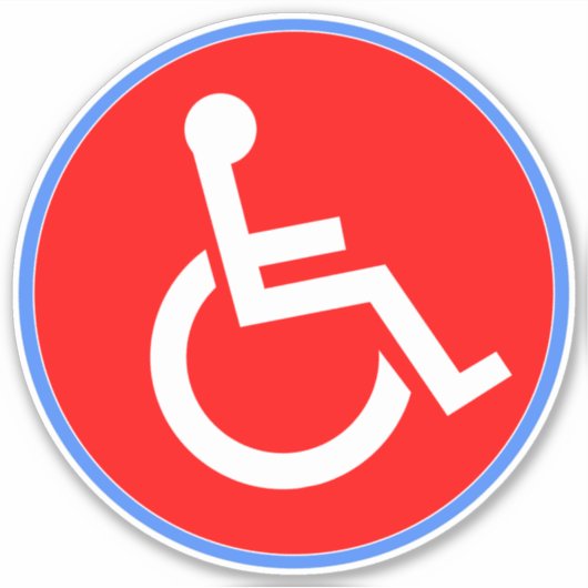 Sticker Panneau en fauteuil roulant pour Handicap - Rouge  (Devant)
