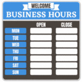 Sticker Panneau Heures d'ouverture (Devant)