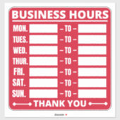 Sticker Panneau Heures d'ouverture (Feuille)
