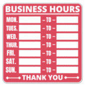 Sticker Panneau Heures d'ouverture (Devant)