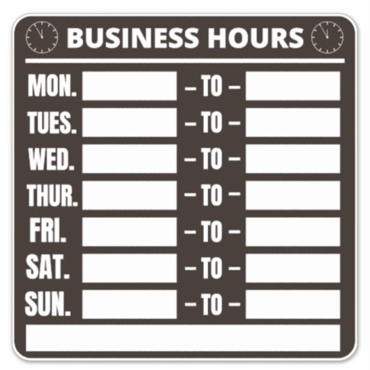 Sticker Panneau Heures d'ouverture (Devant)