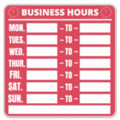 Sticker Panneau Heures d'ouverture (Devant)