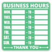 Sticker Panneau Heures d'ouverture, Heures d'ouverture Sig (Devant)
