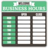 Sticker Panneau Heures d'ouverture, Heures d'ouverture Sig (Devant)