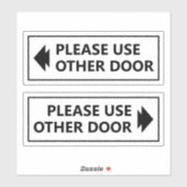 Sticker Panneau Prière d'Utiliser l'Autre Porte avec Flèch (Feuille)