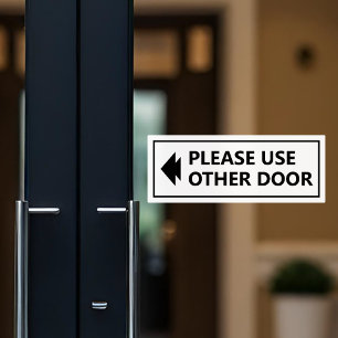 Sticker Panneau Prière d'Utiliser l'Autre Porte avec Flèch