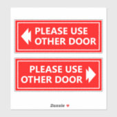 Sticker Panneau Prière d'Utiliser l'Autre Porte avec Flèch (Feuille)