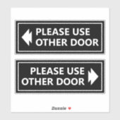 Sticker Panneau Prière d'Utiliser l'Autre Porte avec Flèch (Feuille)
