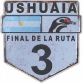 Sticker Panneau routier Ruta 3 Ushuaia Patagonia (Devant)