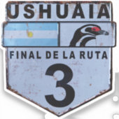 Sticker Panneau routier Ruta 3 Ushuaia Patagonia (Recto)