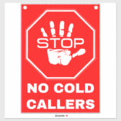 Sticker Panneau Stop No Cold Callers - Rouge (Feuille)