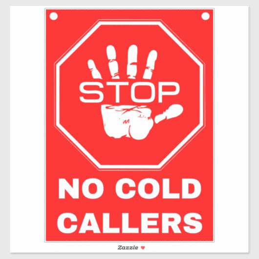 Sticker Panneau Stop No Cold Callers - Rouge (Feuille)
