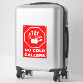 Sticker Panneau Stop No Cold Callers - Rouge (Sur valise)