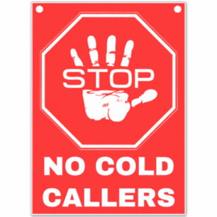 Sticker Panneau Stop No Cold Callers - Rouge