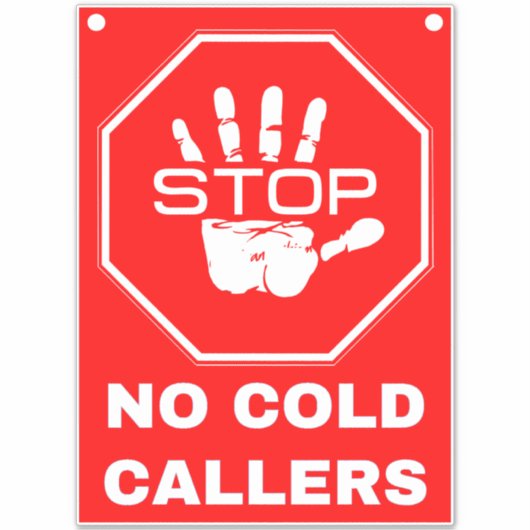 Sticker Panneau Stop No Cold Callers - Rouge (Devant)