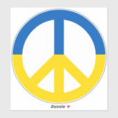 Sticker Panneau SYMBOLE DE LA PAIX Ukraine Bleu Jaune Drap (Feuille)