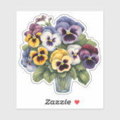 Sticker Pansies abondantes imperméables (Feuille)