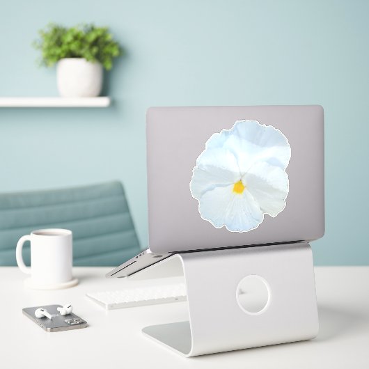 Sticker Pansy blanc (Ordinateur portable sur le bureau)