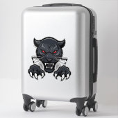 Sticker Panthère noire agressive aux yeux rouges (Sur valise)