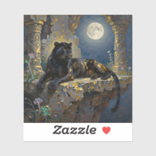 Sticker Panthère noire sous la pleine lune