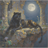 Sticker Panthère noire sous la pleine lune (Devant)