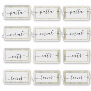 Sticker Pantry Organisation Faux Gold Script