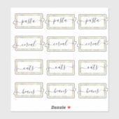 Sticker Pantry Organisation Faux Gold Script (Feuille)