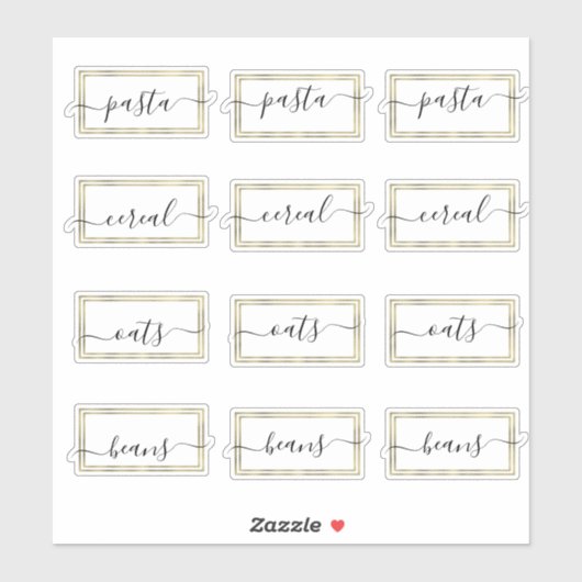 Sticker Pantry Organisation Faux Gold Script (Feuille)
