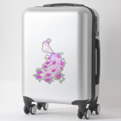 Sticker Paon rose III (Sur valise)