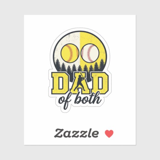 Sticker Papa Baseball Softball des Deux Conception Vectori (Feuille)