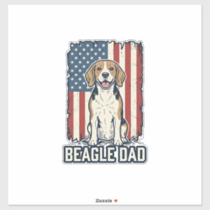 Sticker Papa Beagle Patriotique Dessin De Chien De Gravure