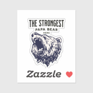 Sticker Papa Bear le plus fort ici, Cadeau de Fête des pèr