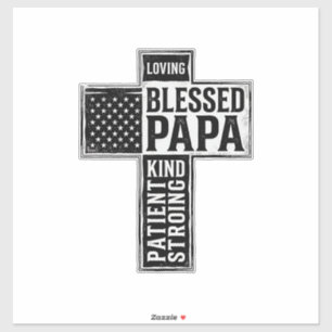 Sticker Papa béni Croix Christian Vintage Typographie De