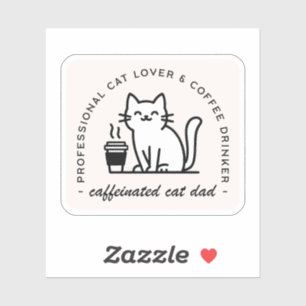 Sticker Papa chat et amateur de café homme hipster drôle