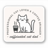 Sticker Papa chat et amateur de café homme hipster drôle (Devant)